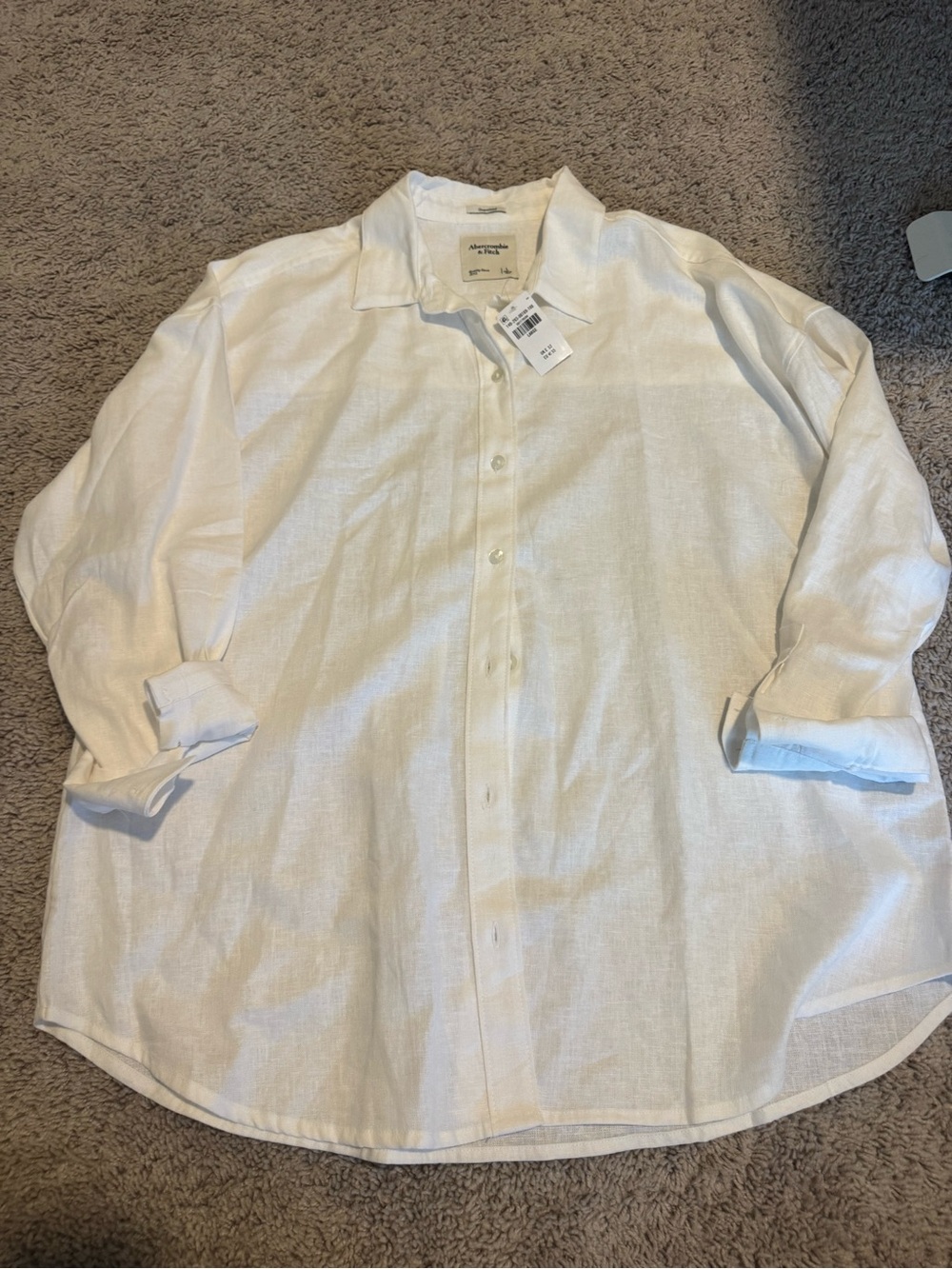 Abercrombie White Linen Resort Shirt